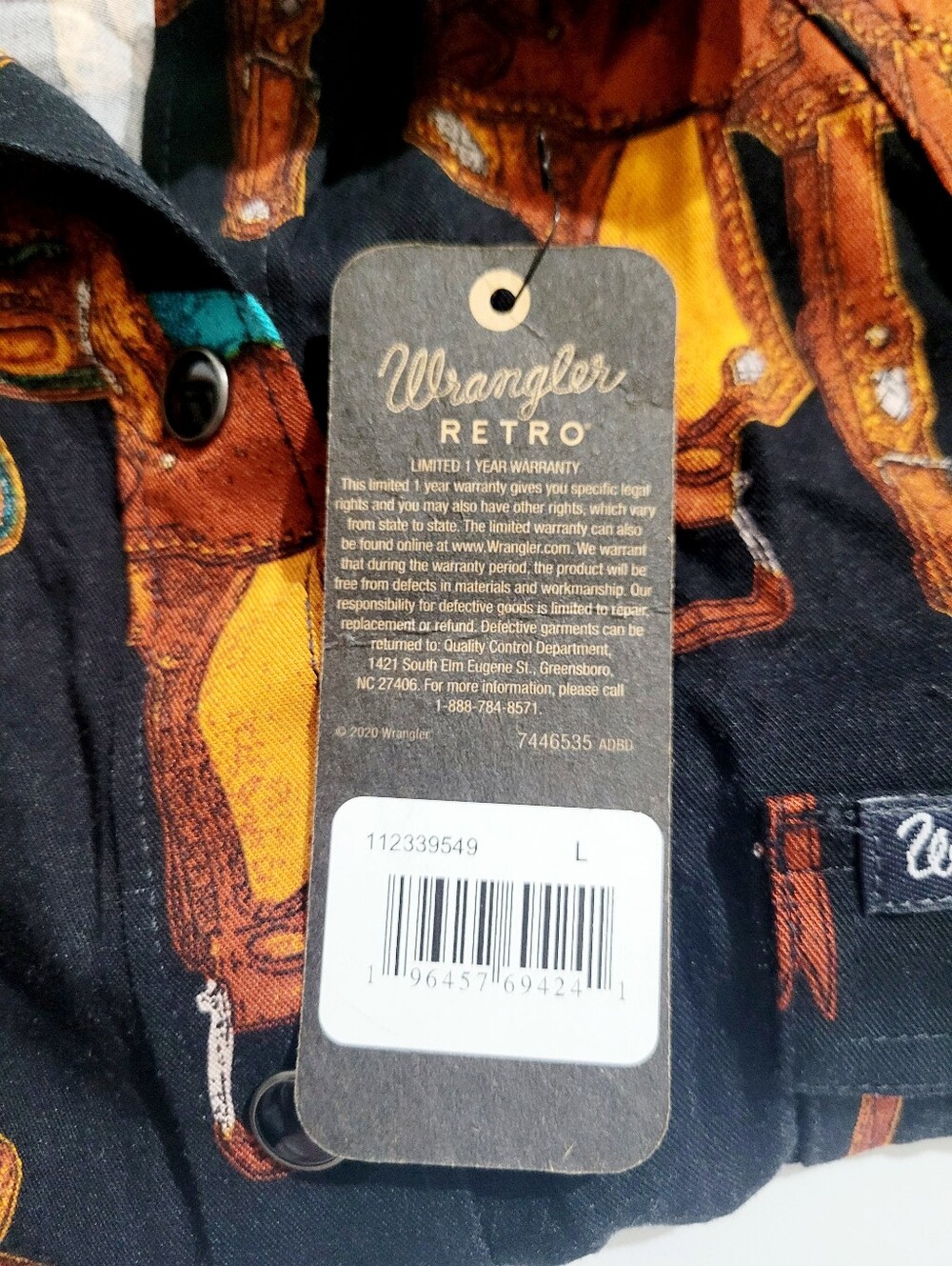 Wrangler Retro Western Saddle Print Snap Button Shirt Women's Large NWT NEW - Picture 8 of 13